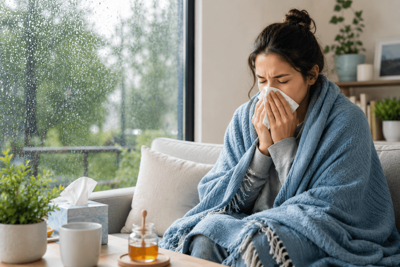 Mujer en temporada de lluvias